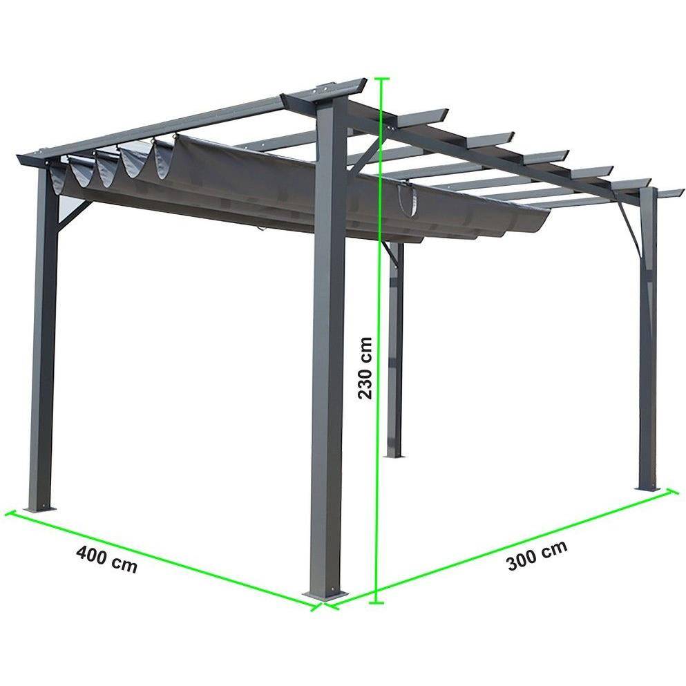 Tonnelle autoportante aluminium + toile coulissante gris 4 x 3 M - Image 5