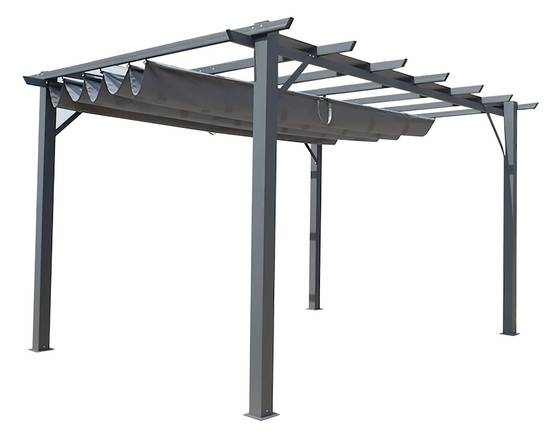 Tonnelle autoportante aluminium + toile coulissante gris 4 x 3 M - Image 10