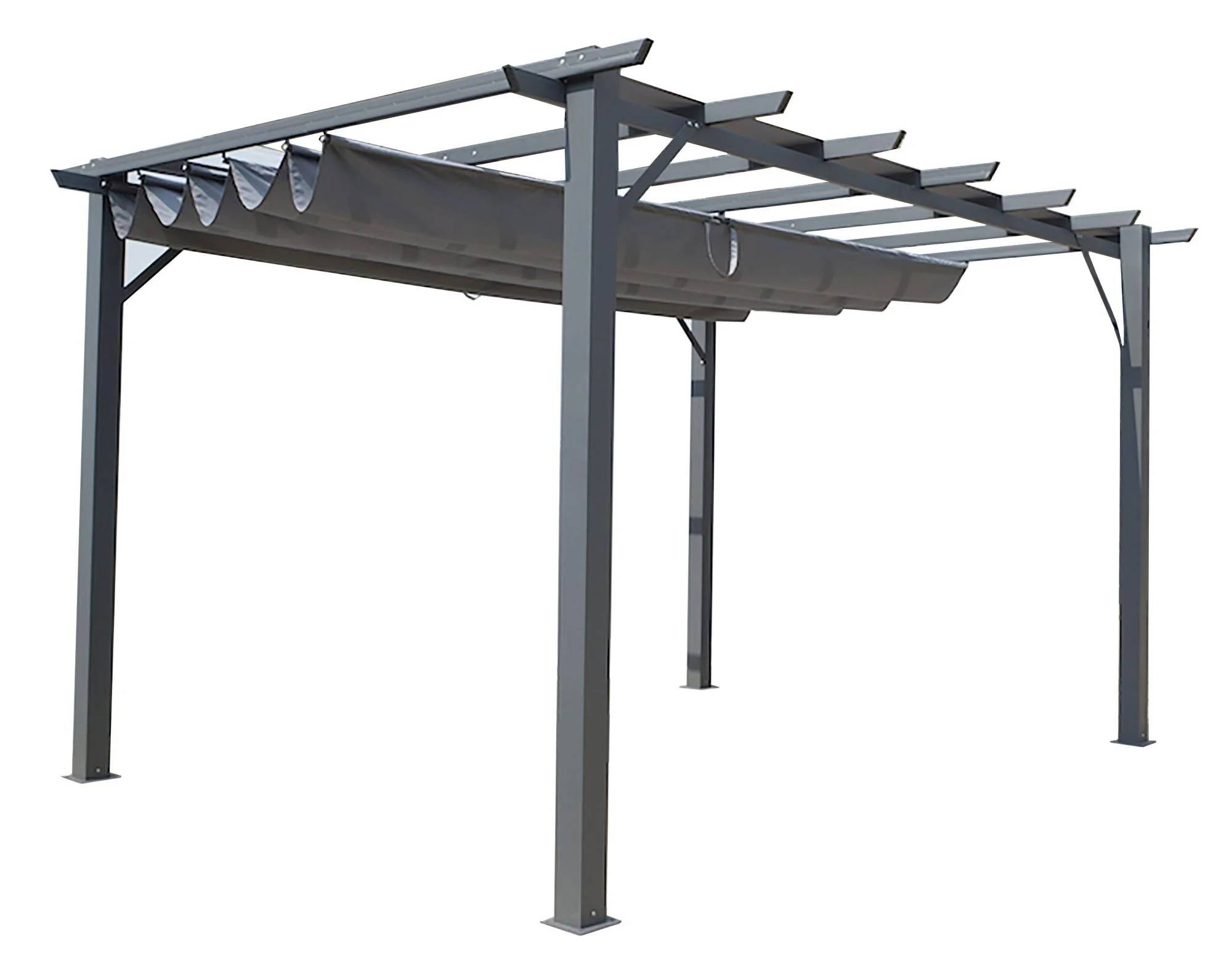 Tonnelle autoportante aluminium + toile coulissante gris 4 x 3 M - Image 10
