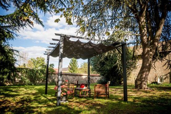 Tonnelle autoportante aluminium + toile coulissante gris 4 x 3 M - Image 9