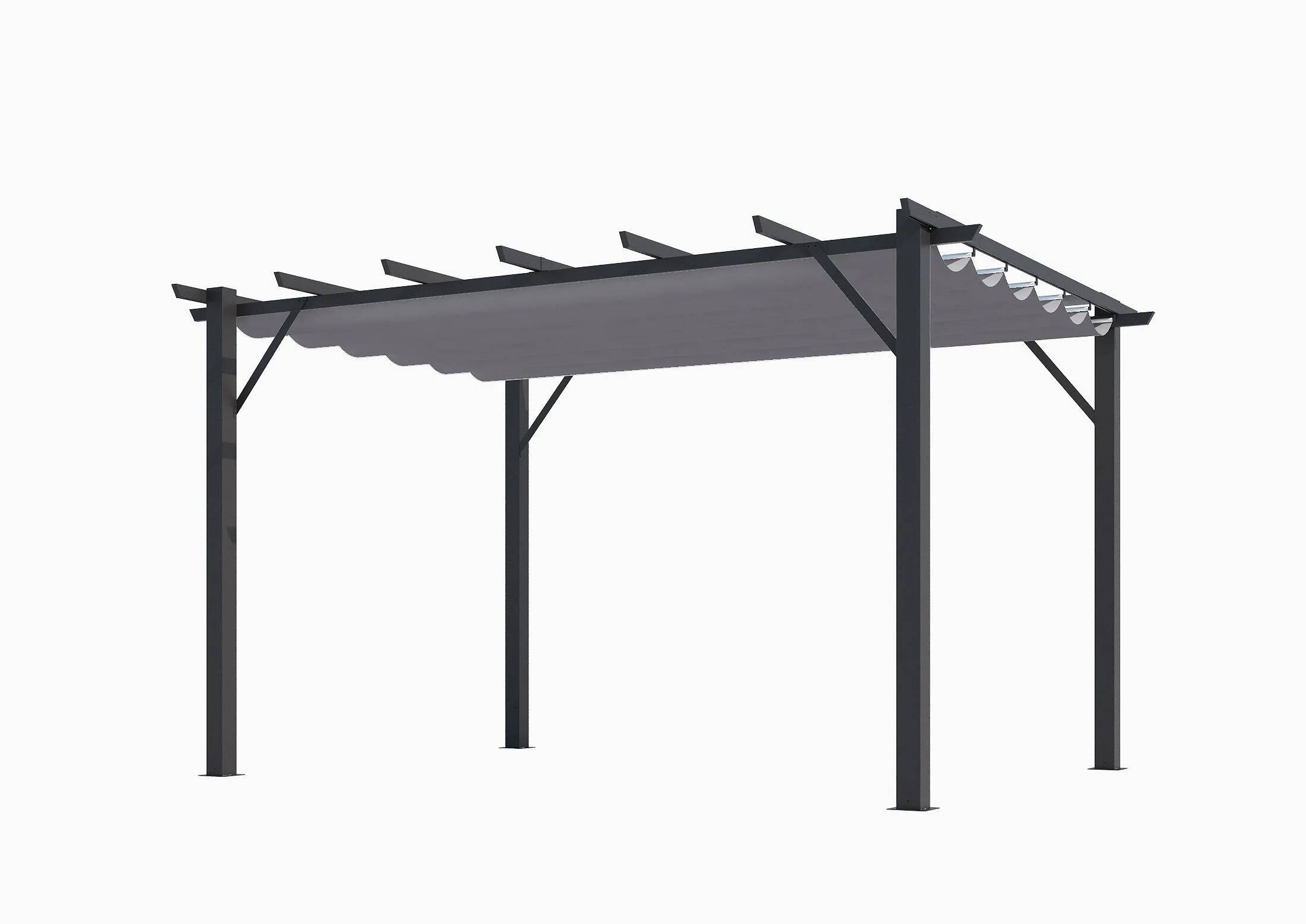 Tonnelle autoportante aluminium + toile coulissante gris 4 x 3 M - Image 17