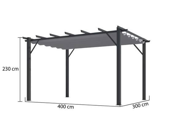 Tonnelle autoportante aluminium + toile coulissante gris 4 x 3 M - Image 15
