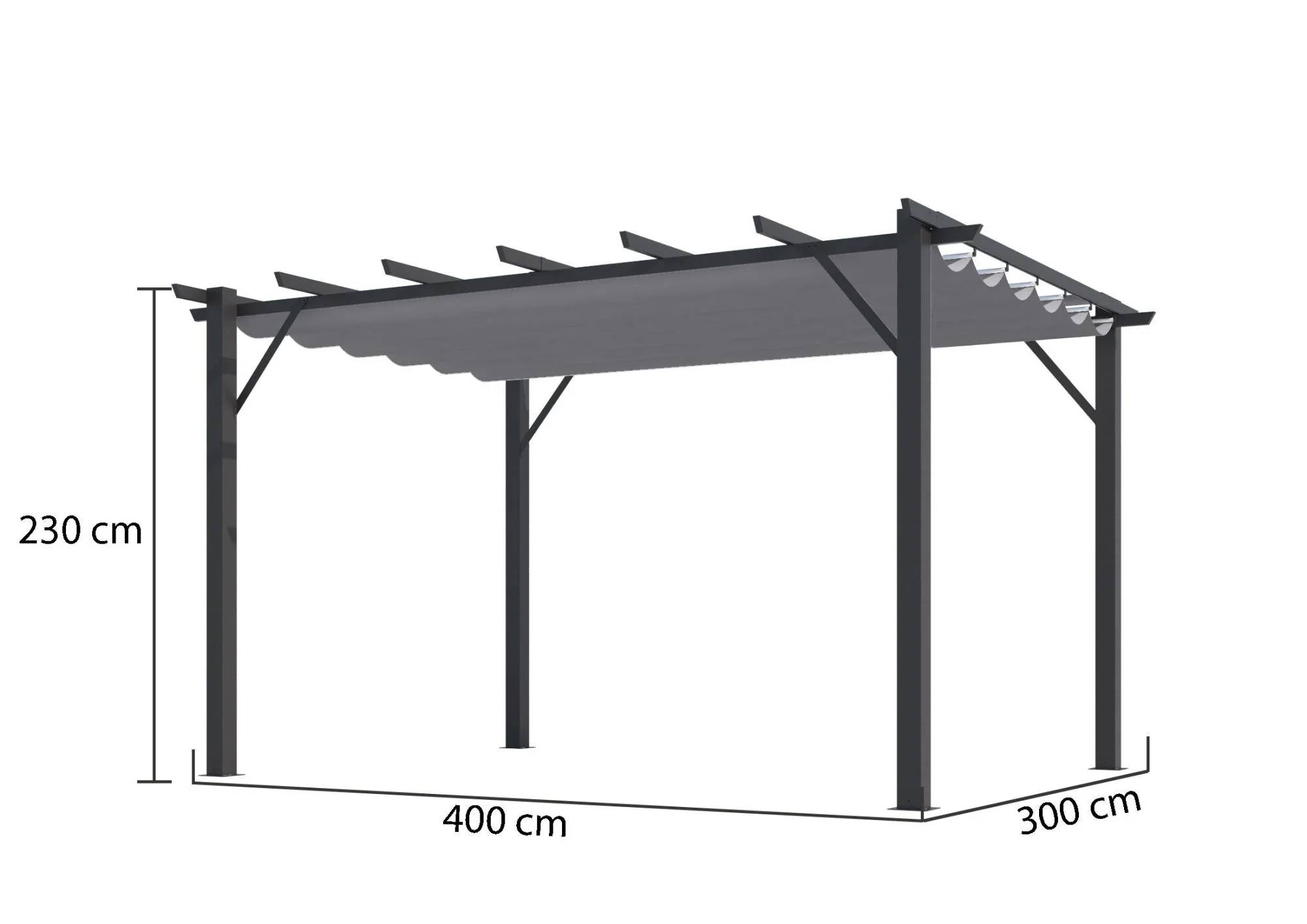 Tonnelle autoportante aluminium + toile coulissante gris 4 x 3 M - Image 15