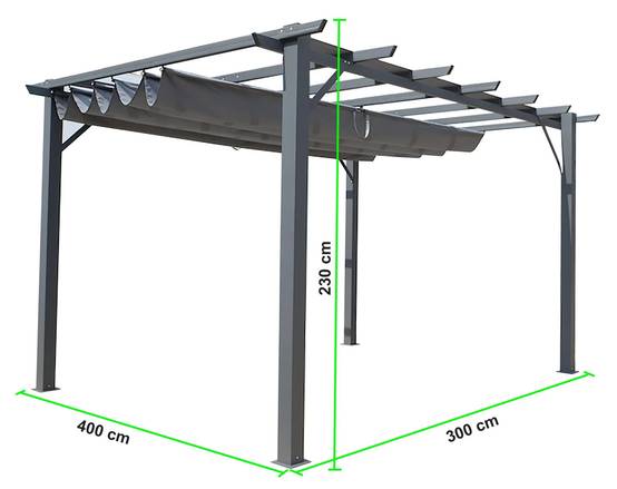Tonnelle autoportante aluminium + toile coulissante gris 4 x 3 M - Image 13