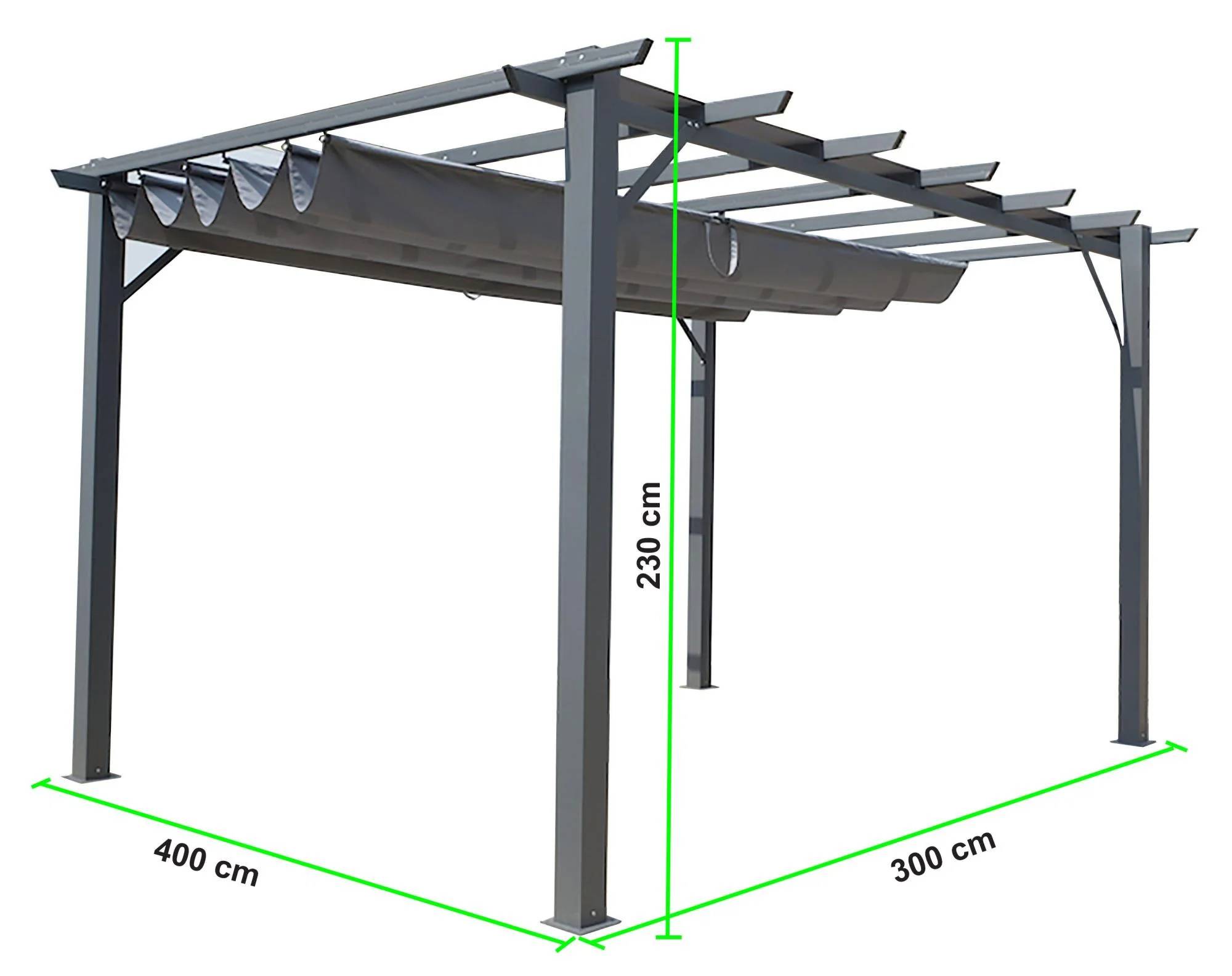 Tonnelle autoportante aluminium + toile coulissante gris 4 x 3 M - Image 13
