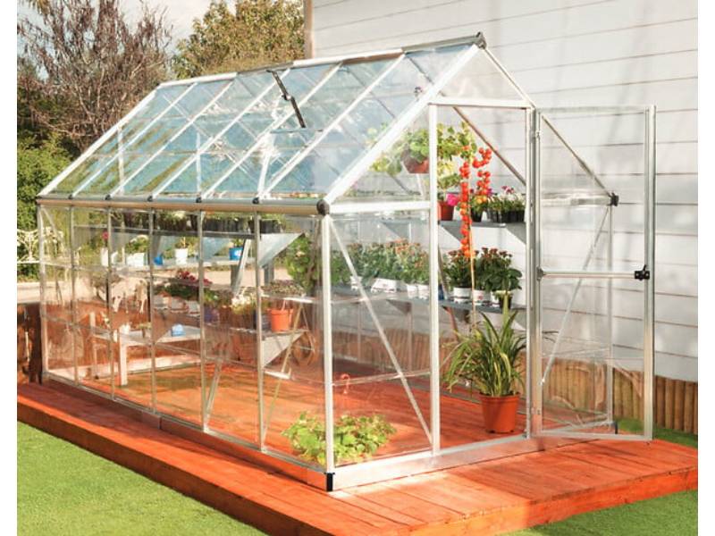 Canopia by Palram - Serre de jardin polycarbonate aluminium brut 6,8 m² Harmony avec embase - Canopia by Palram