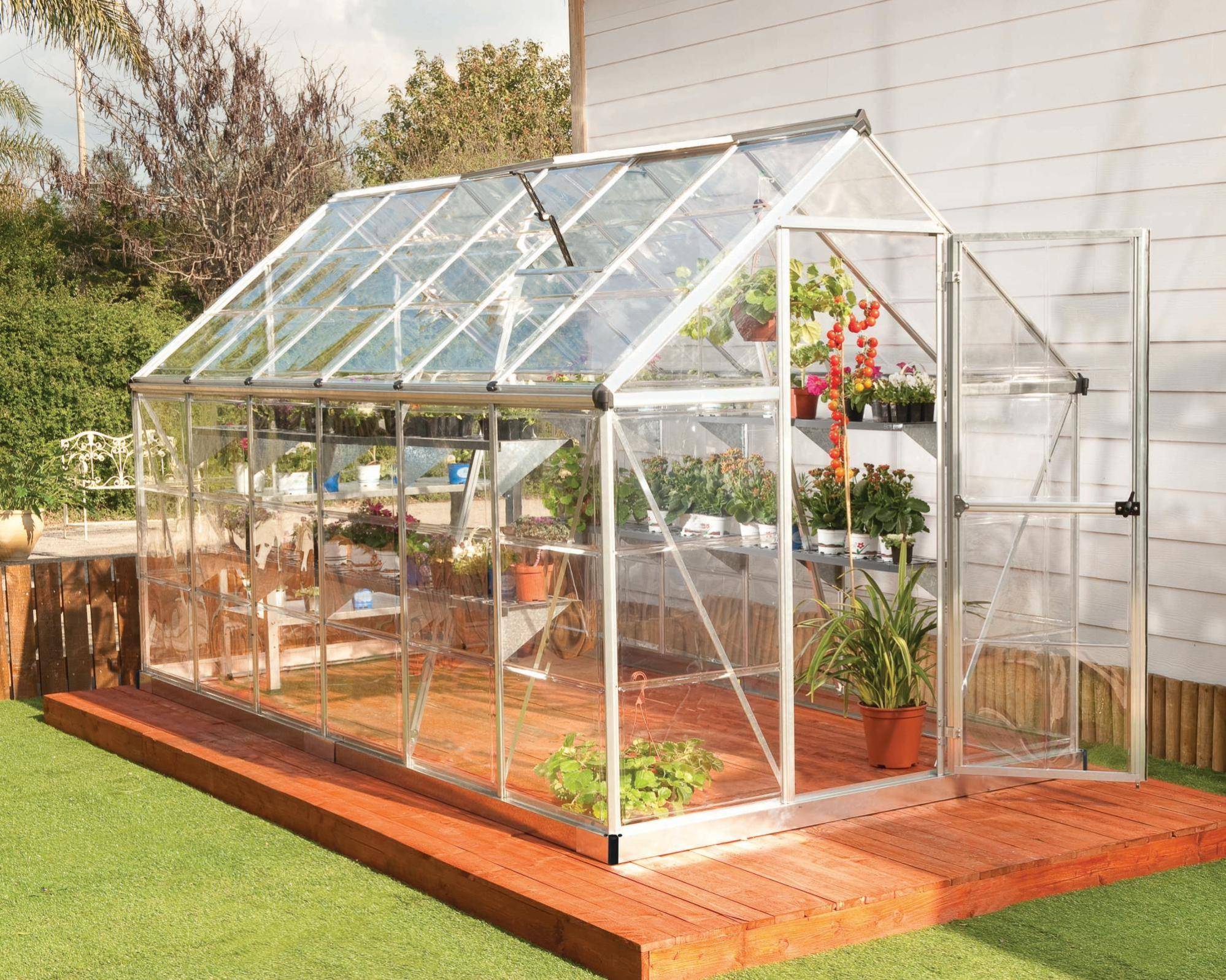Canopia by Palram - Serre de jardin polycarbonate aluminium brut 6,8 m² Harmony avec embase - Canopia by Palram - Image 4