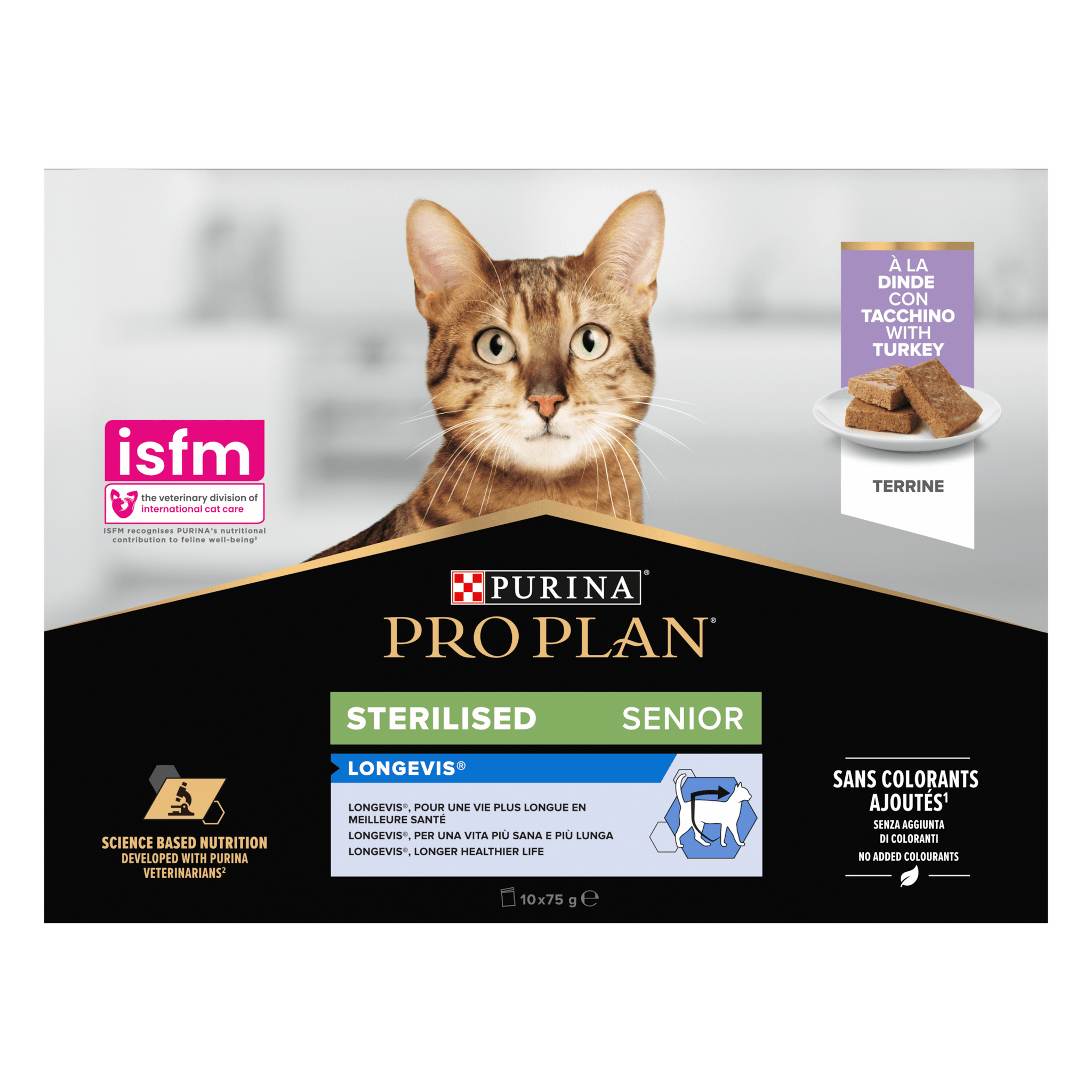 Mousse Dinde Terrine Chat Senior Stérilisé 10x75g - PROPLAN - Image 1