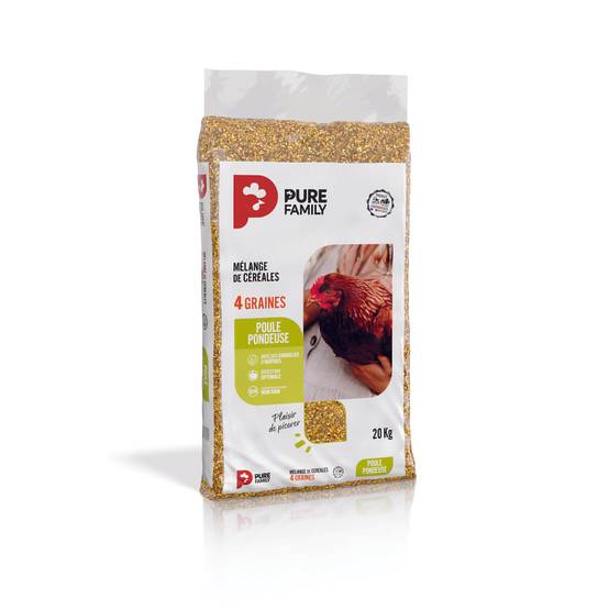 Pure Family - Mélange de céréales pour poules pondeuses sans OGM 20 Kg - PURE FAMILY