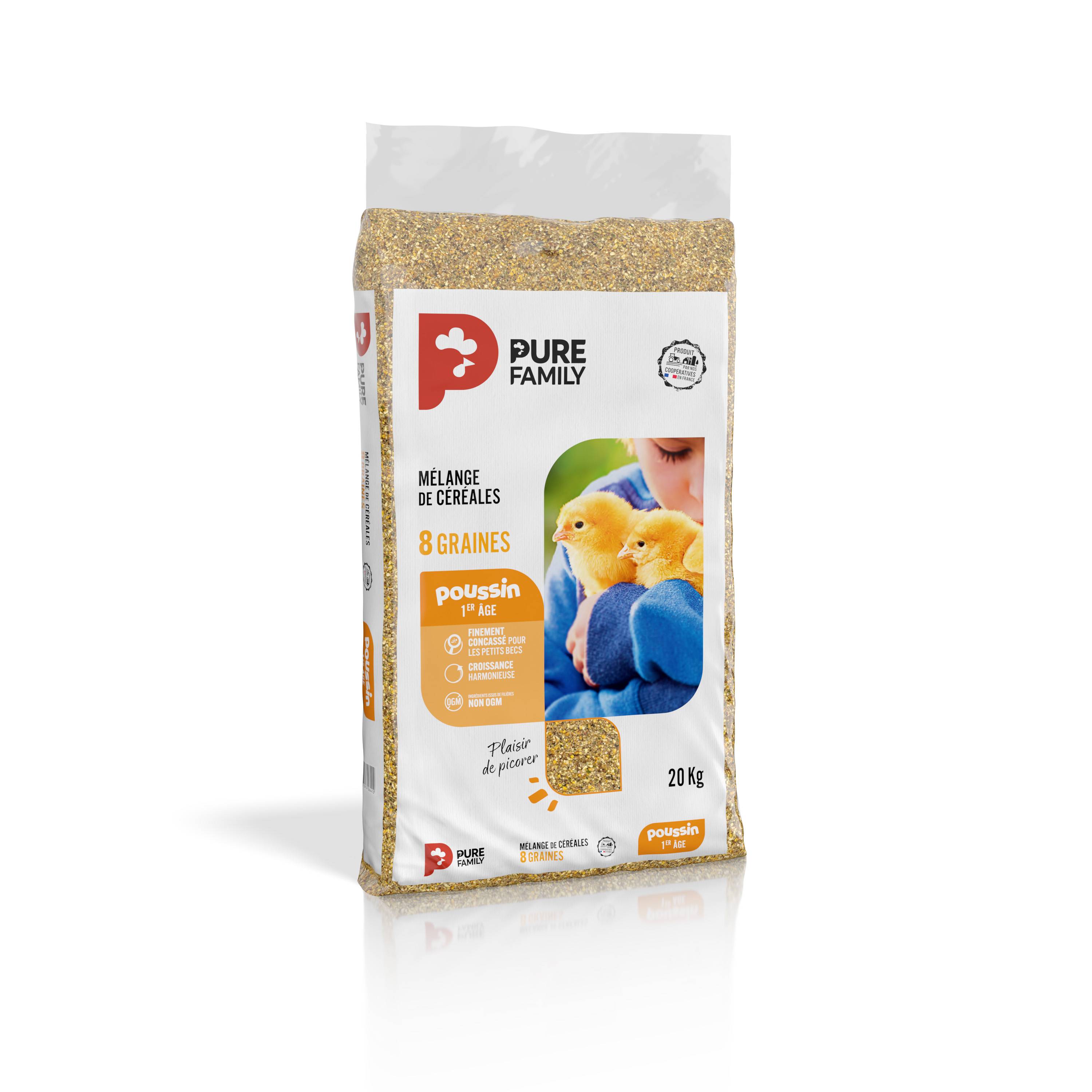 Pure Family - Mezcla de Cereales para Pollito 1ª Edad 8 Semillas 20 Kg - Pure Family