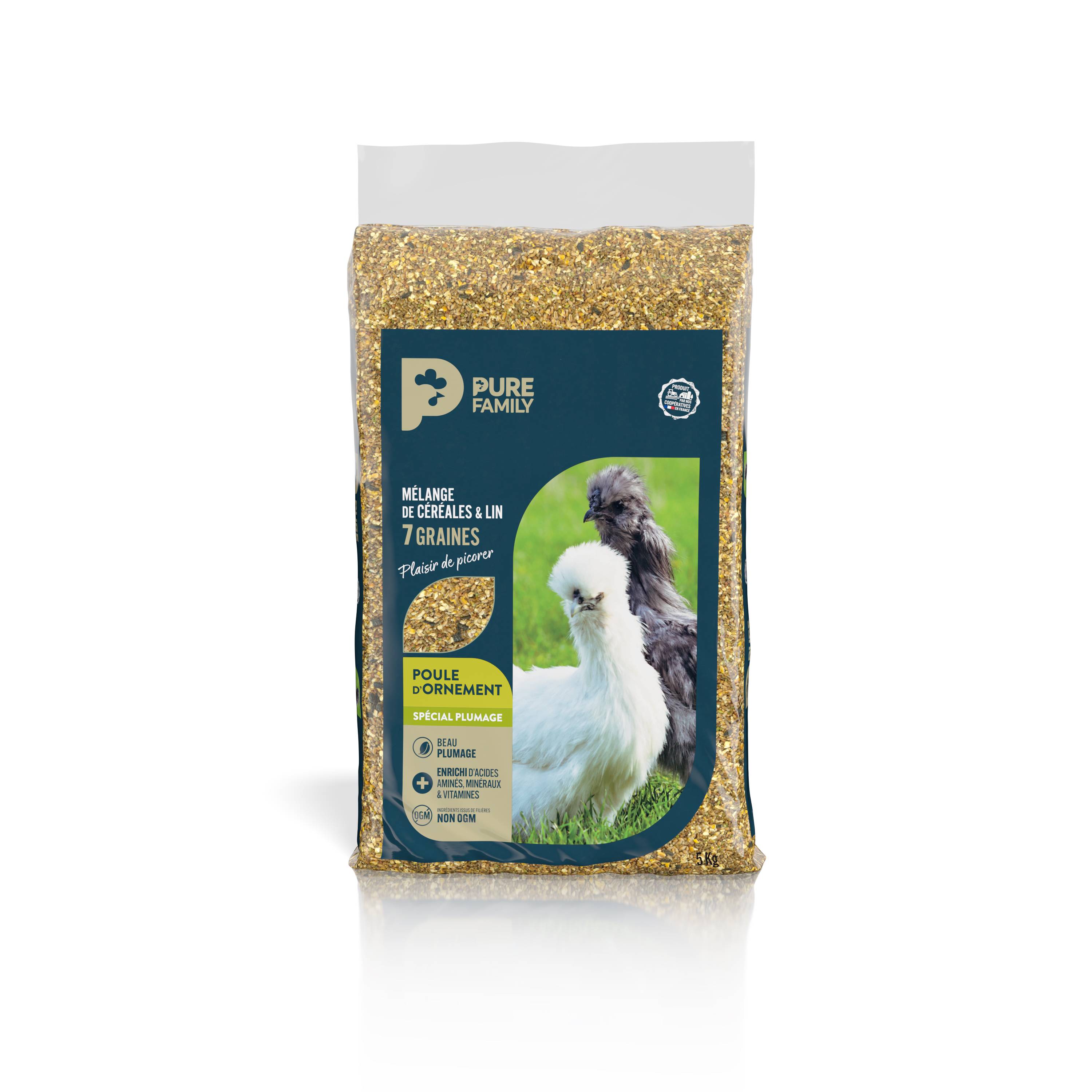 Pure Family - Mezcla de cereales 7 granos para gallina ornamental 5 kg - Pure Family