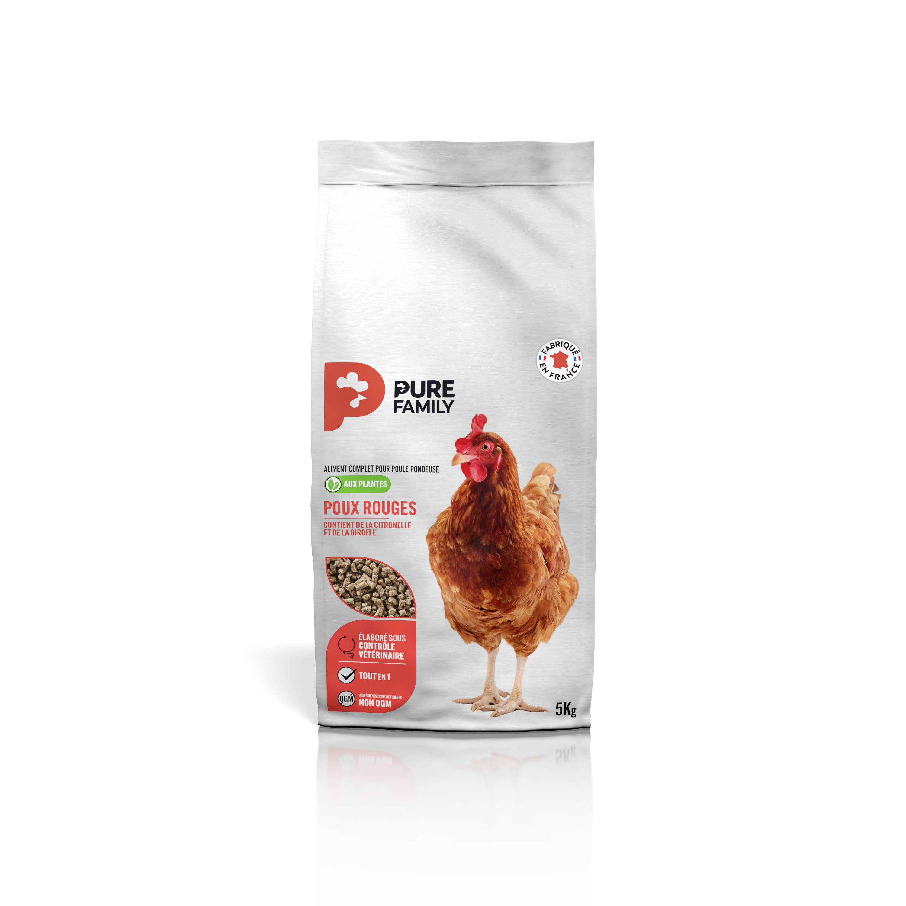 Pure Family - Alimento completo Gallina Ponedora piojos rojos 5 kg - Pure Family