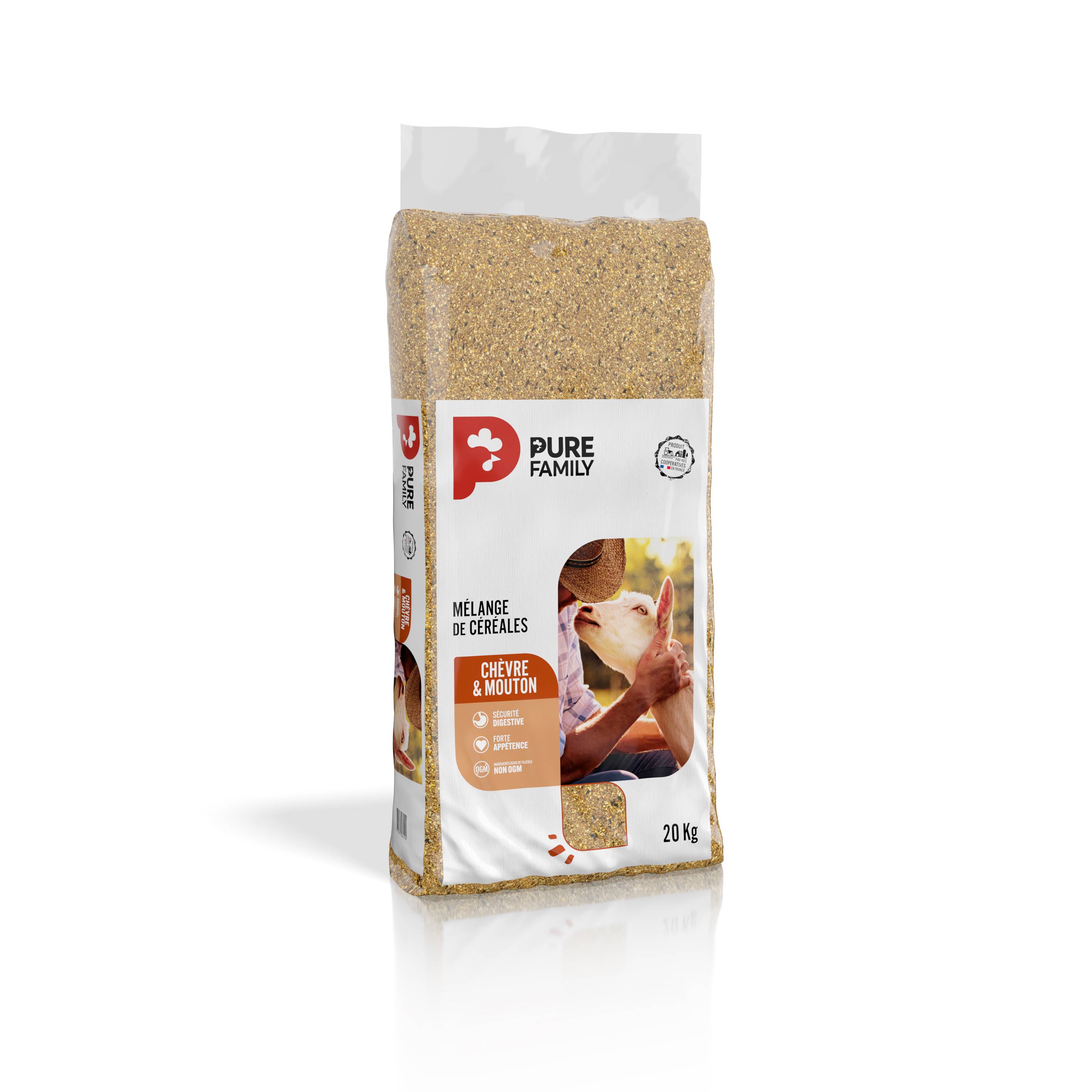 Pure Family - Mélange de Céréales Chèvre et Mouton sans OGM 20 kg - Pure Family - Imagen 2