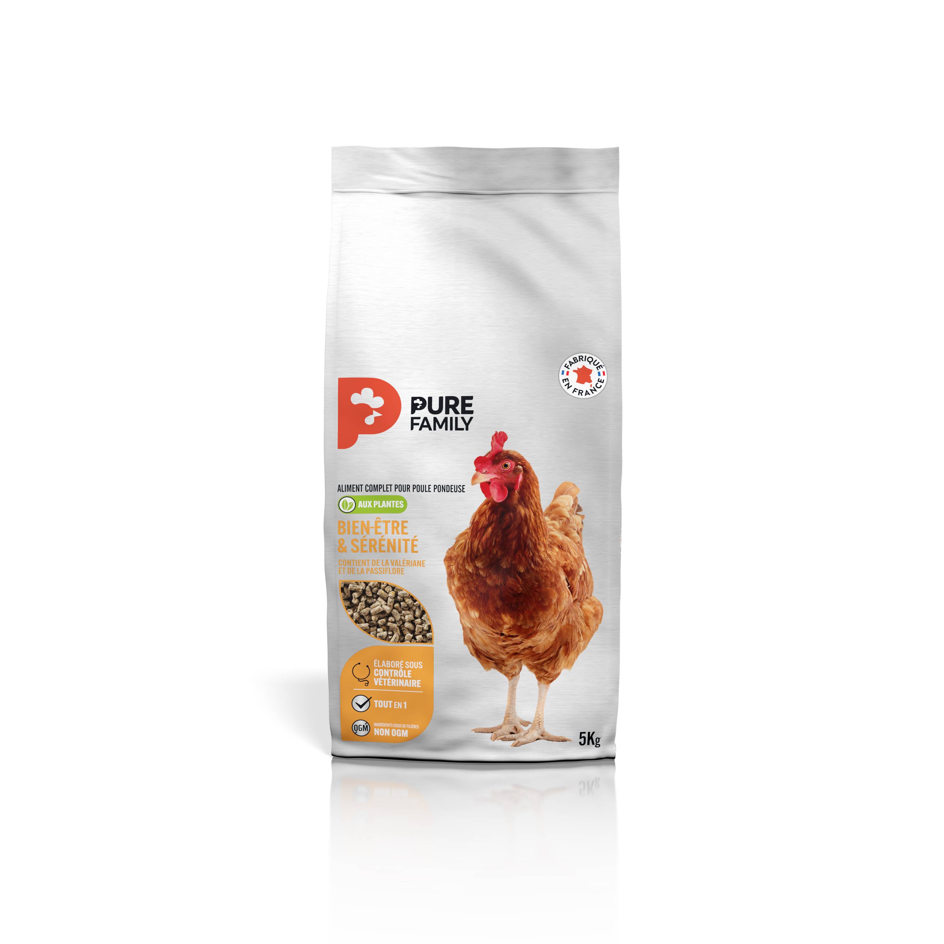 Pure Family - Aliment Complet poule Bien-être & sérénité 5 kg - Pure Family