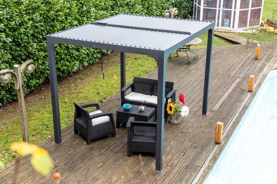 Pergola Bioclimatique Gris Anthracite - HABRITA - Image 4