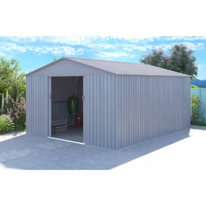 Abri de Jardin Métal Gris Bois Vieilli 321 x 421 x 205 cm 1014 - CHALET & JARDIN