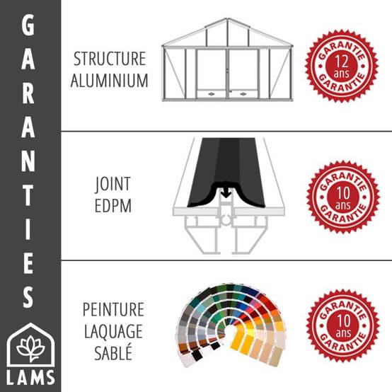 LAMS - Serre de jardin verre trempé aluminium brut 12 m² Supra avec embase - Lams - Image 2