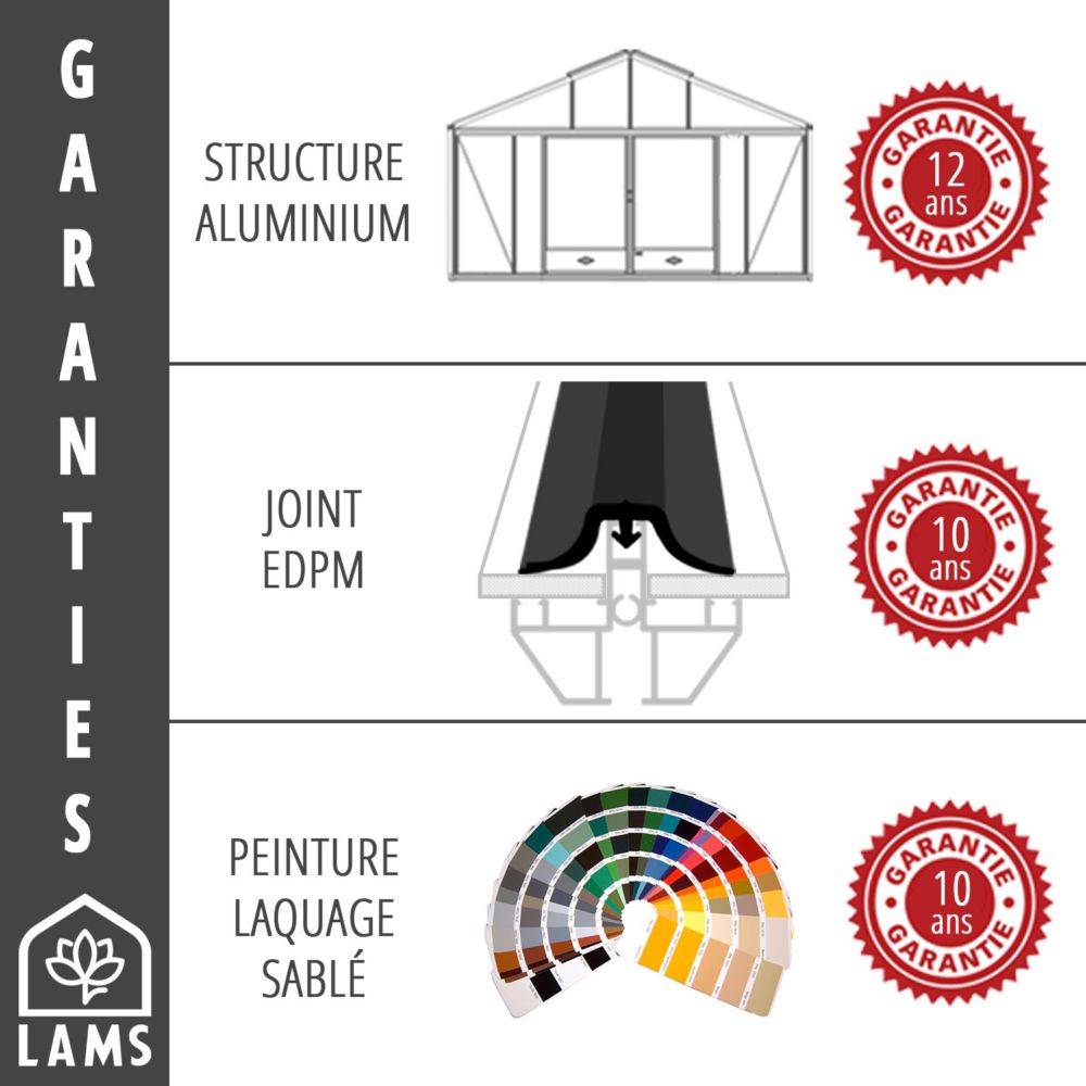 LAMS - Serre de jardin verre trempé aluminium brut 12 m² Supra avec embase - Lams - Image 2