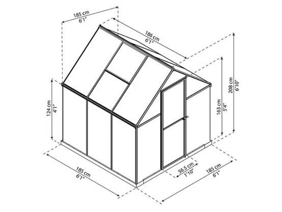 Canopia by Palram - Serre de jardin polycarbonate aluminium vert 3,4 m² Mythos avec embase - Canopia by Palram - Image 2