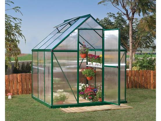 Canopia by Palram - Serre de jardin polycarbonate aluminium vert 3,4 m² Mythos avec embase - Canopia by Palram - Image 3