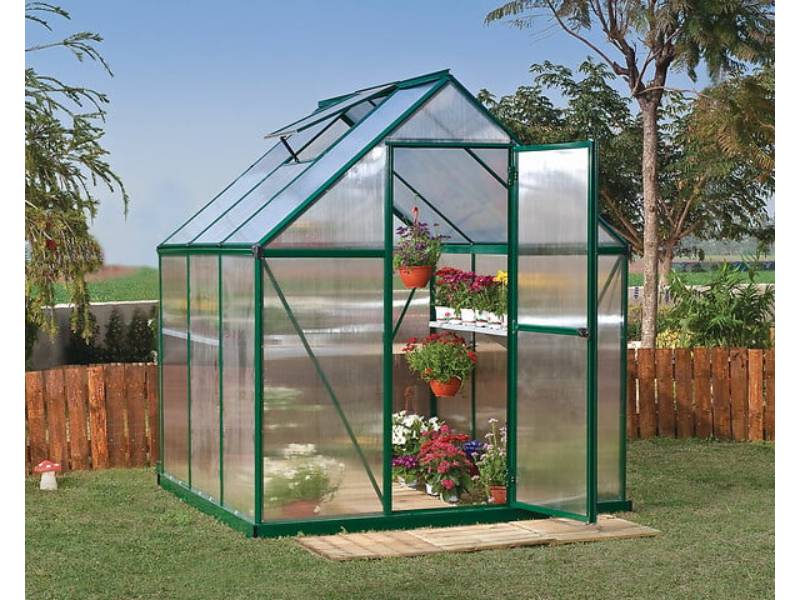 Canopia by Palram - Serre de jardin polycarbonate aluminium vert 3,4 m² Mythos avec embase - Canopia by Palram - Image 3