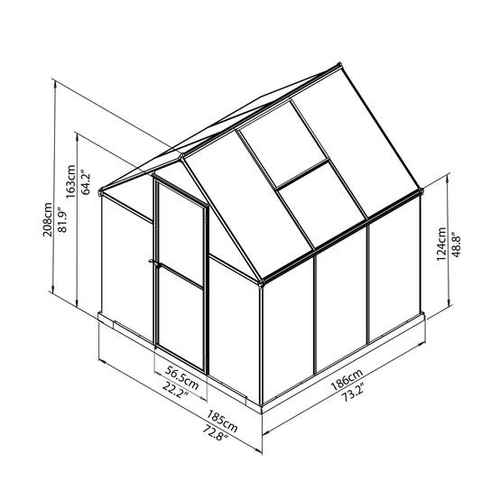 Canopia by Palram - Serre de jardin polycarbonate aluminium vert 3,4 m² Mythos avec embase - Canopia by Palram - Image 8