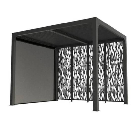 Pergola autorpotante bioclim. Alu. av rideau et panneaux 7,20 m2 - Image 1