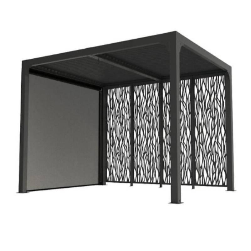Pergola autorpotante bioclim. Alu. av rideau et panneaux 7,20 m2 - Image 1