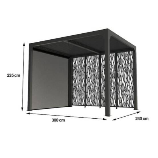 Pergola autorpotante bioclim. Alu. av rideau et panneaux 7,20 m2 - Image 3