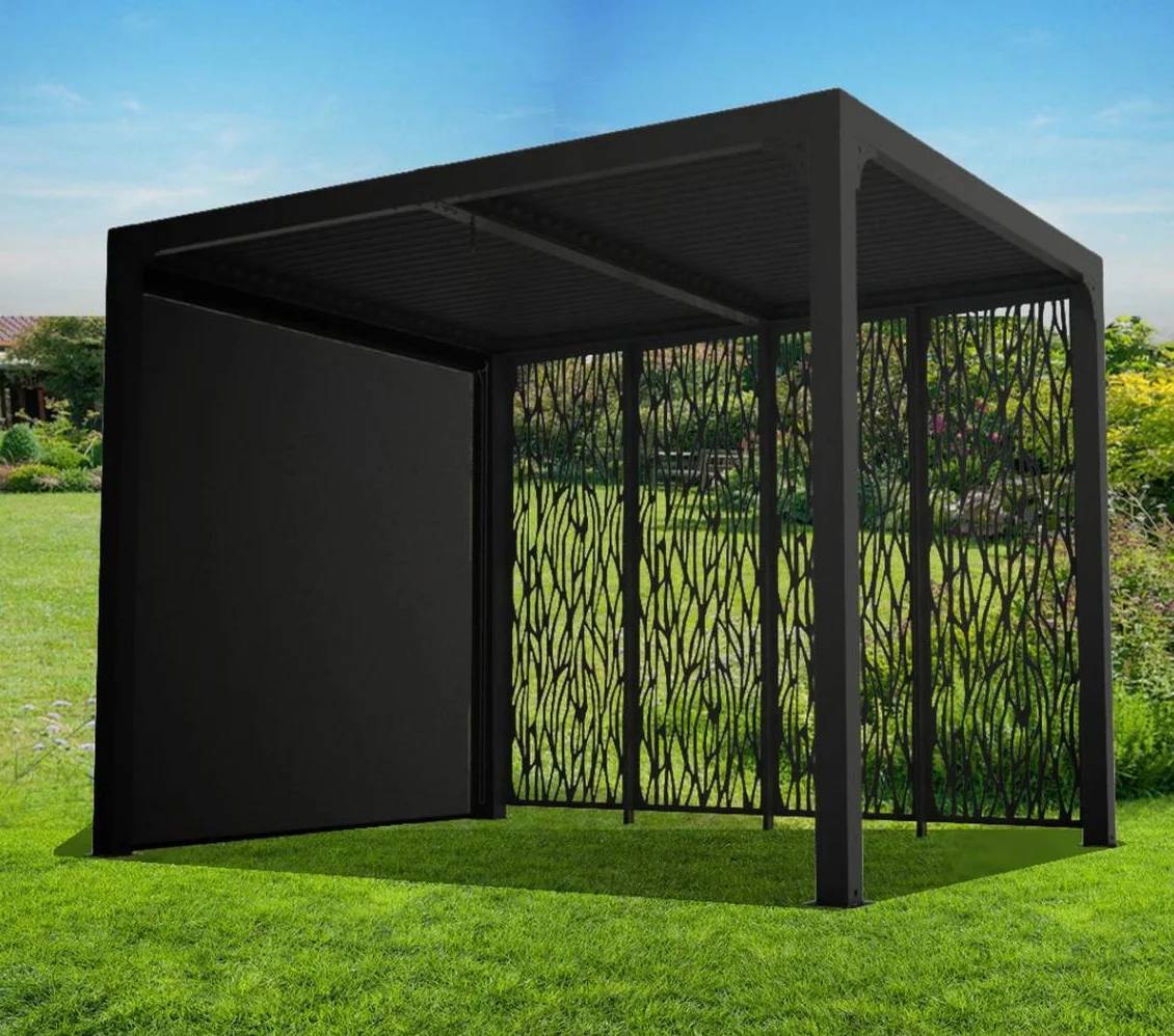 Pergola autorpotante bioclim. Alu. av rideau et panneaux 7,20 m2 - Image 4