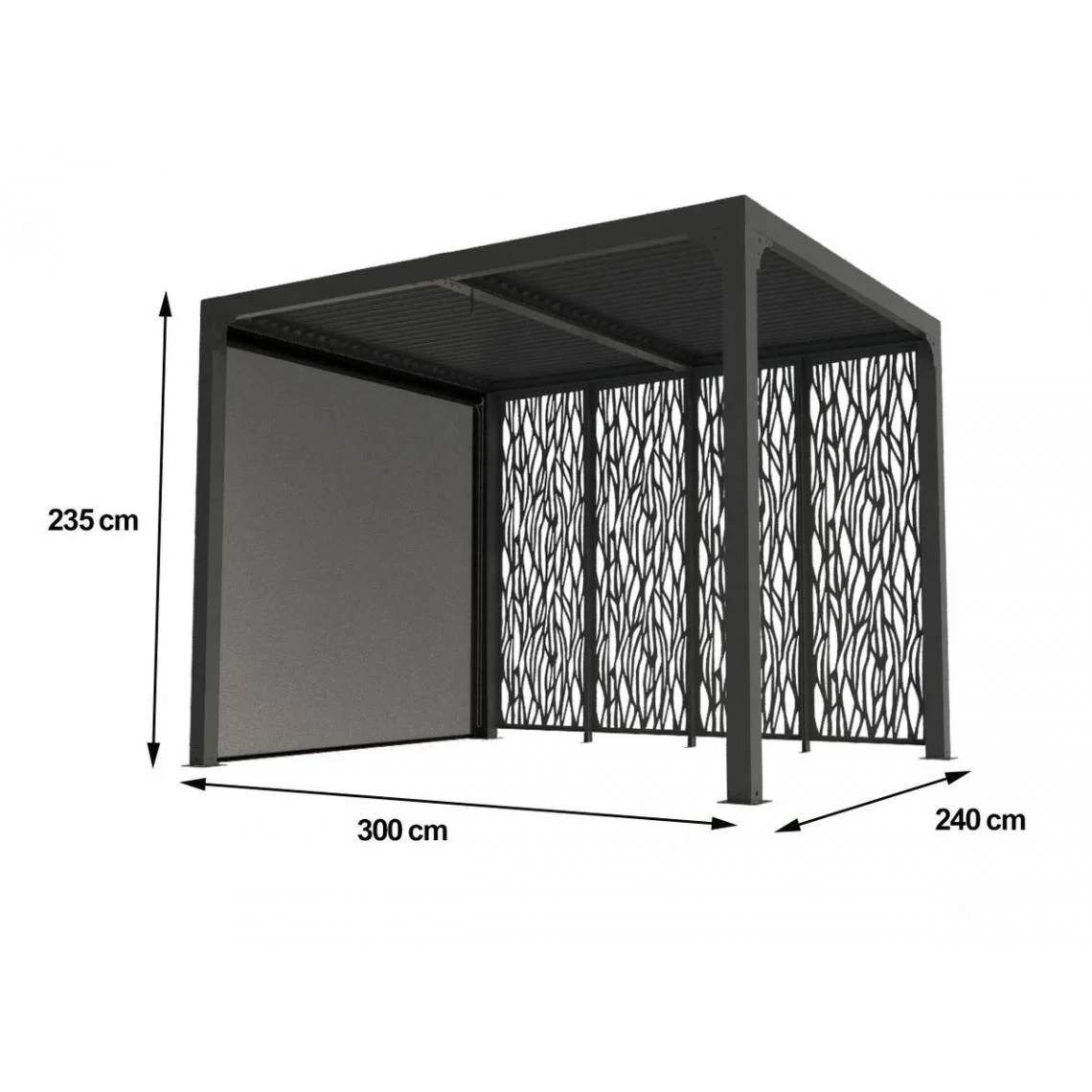 Pergola autorpotante bioclim. Alu. av rideau et panneaux 7,20 m2 - Image 6