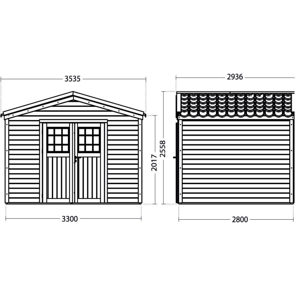 Cerland - Abri de jardin, bois, double pente, 9,2 m², Shelty - MADEIRA - Image 3