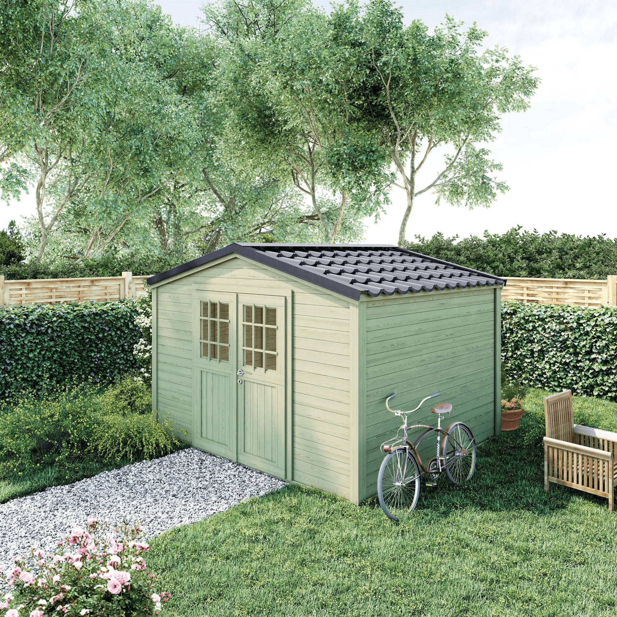 Cerland - Abri de jardin, bois, double pente, 9,2 m², Shelty - MADEIRA - Image 10