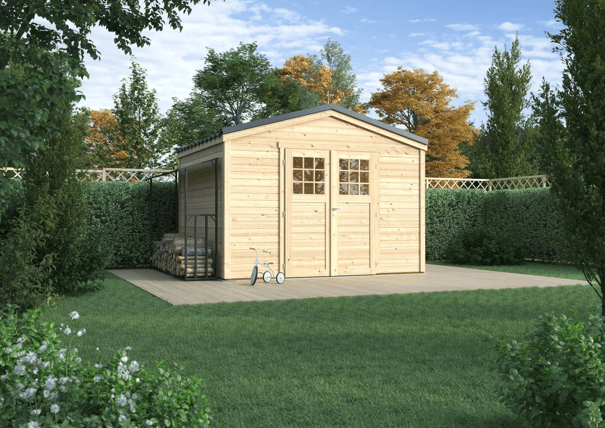 Cerland - Abri de jardin, bois, double pente, 9,2 m², Shelty - MADEIRA - Image 8