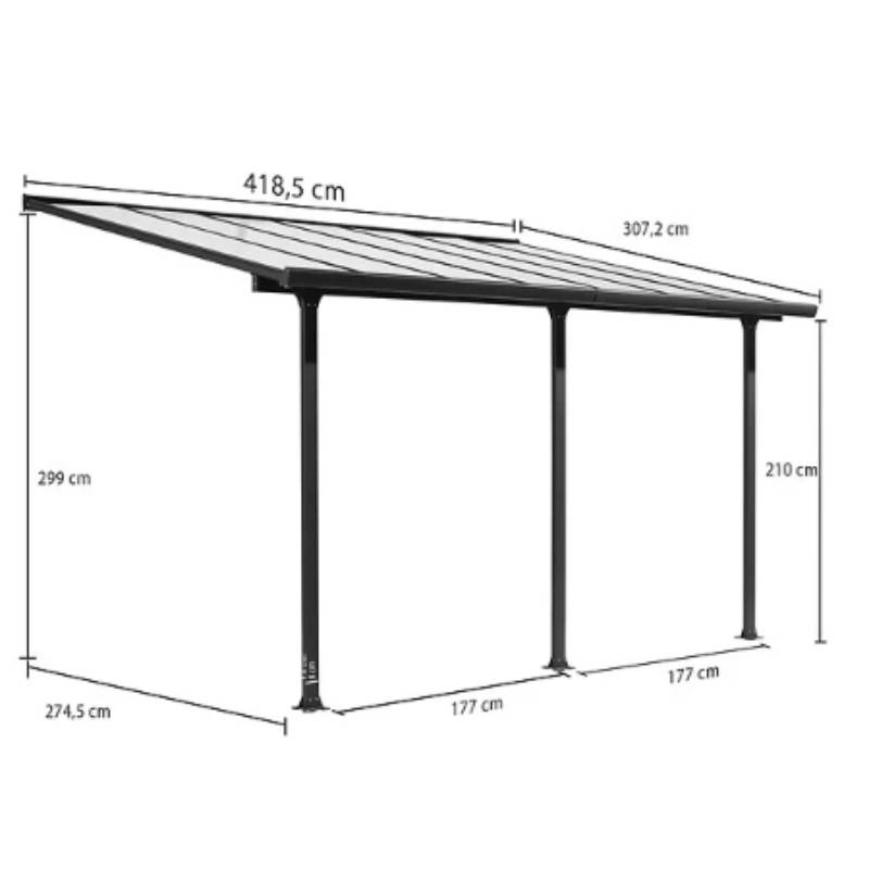 Tonnelle adossée aluminium 12 m2 - Habrita - Image 3