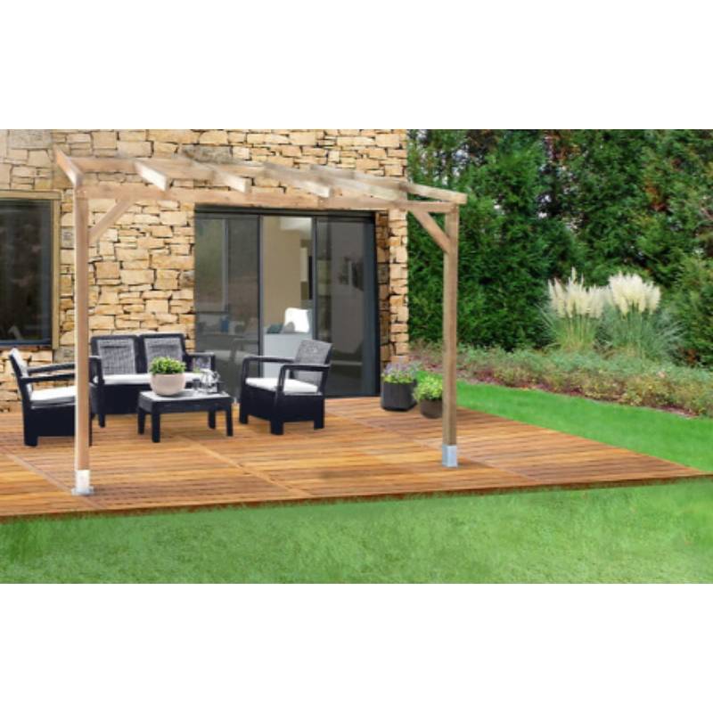 Pergola adossée bois traité 3x3 m - Image 3