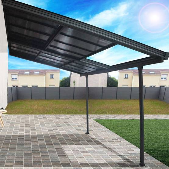 Pergola adossée aluminium avec toit coulissant 12 m2 - Habrita - Image 5