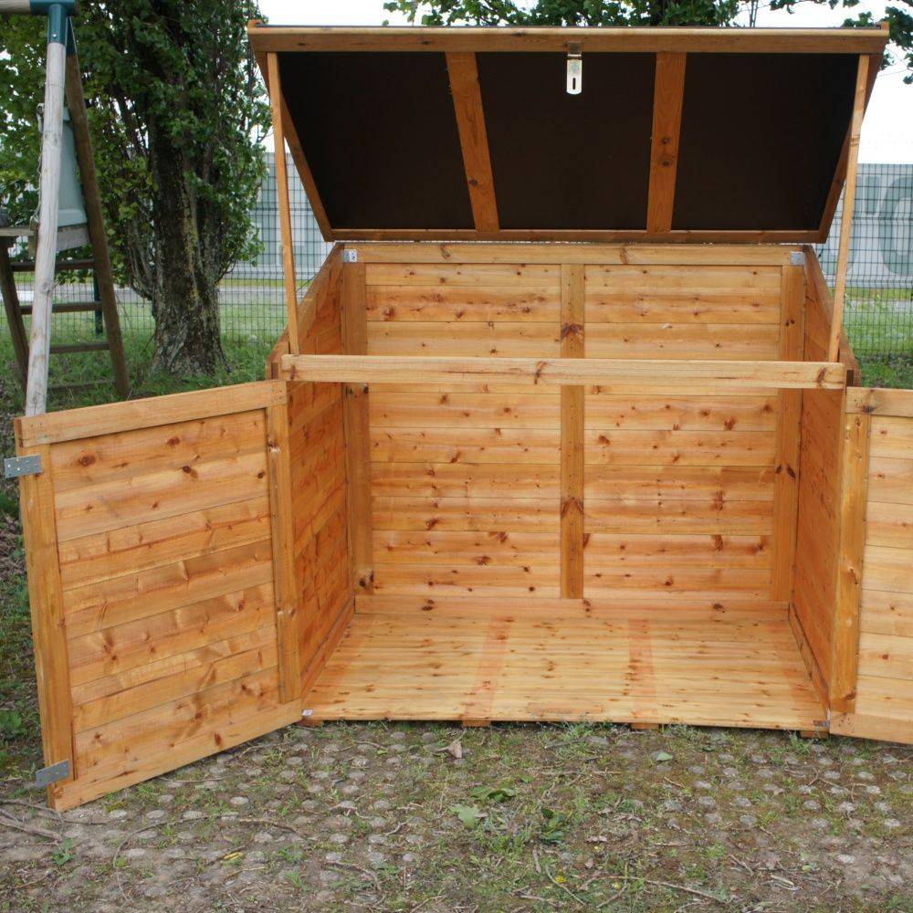 Comintes - Coffre De Jardin En Bois Toit Polypropylène Marron 1200L 154 x 96 x 125 cm - TROCADERO - Image 6