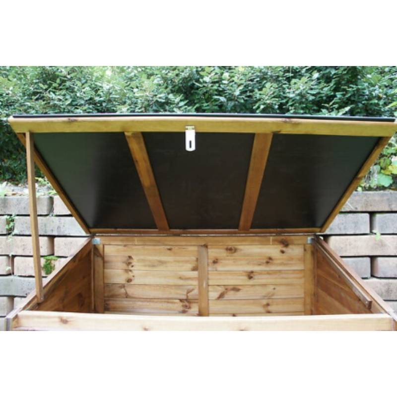Comintes - Coffre De Jardin En Bois Toit Polypropylène Marron 1200L 154 x 96 x 125 cm - TROCADERO - Image 4