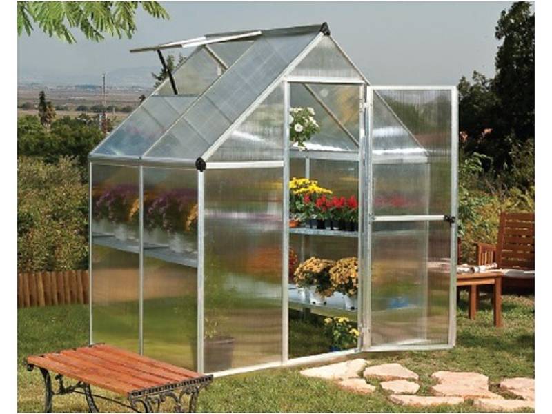 Canopia by Palram - Serre de jardin polycarbonate aluminium brut 2,3 m² Mythos avec embase - Canopia by Palram
