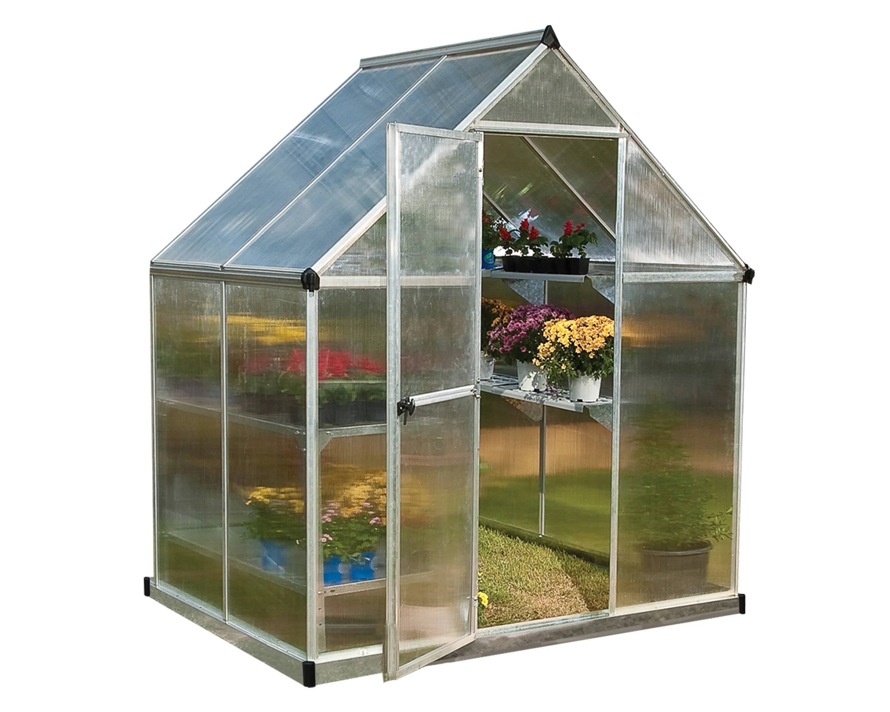 Canopia by Palram - Serre de jardin polycarbonate aluminium brut 2,3 m² Mythos avec embase - Canopia by Palram - Image 11