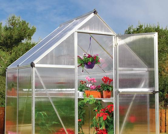 Canopia by Palram - Serre de jardin polycarbonate aluminium brut 2,3 m² Mythos avec embase - Canopia by Palram - Image 15