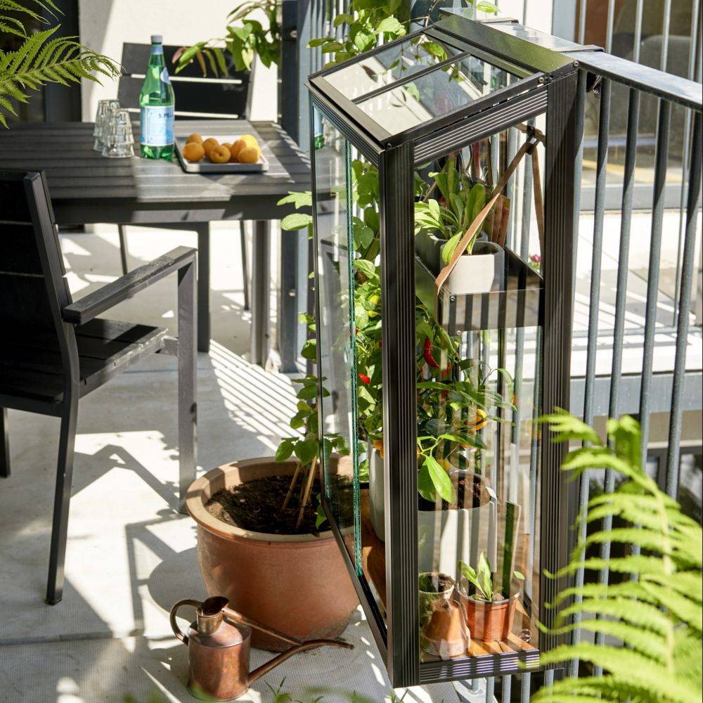 Invernadero de balcón de vidrio templado Balcony negro 0.16 M2 - Juliana - Imagen 2
