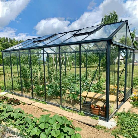 LAMS - Serre de jardin verre trempé aluminium anthracite 16,4 m² Luxia avec embase - Lams - Image 6