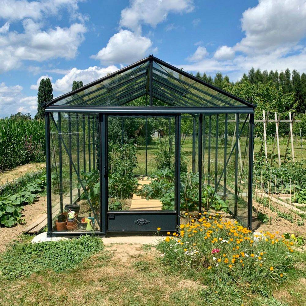 LAMS - Serre de jardin verre trempé aluminium anthracite 16,4 m² Luxia avec embase - Lams - Image 1
