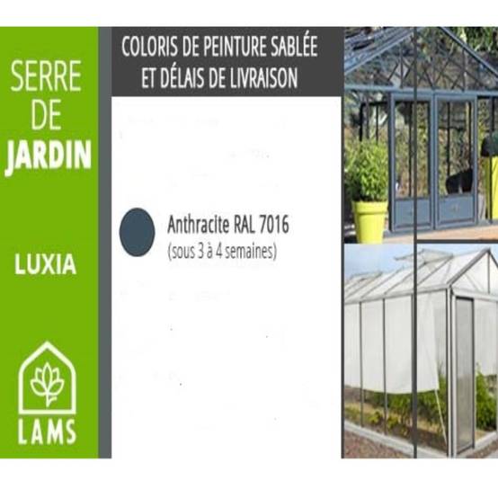 LAMS - Serre de jardin verre trempé aluminium anthracite 16,4 m² Luxia avec embase - Lams - Image 7