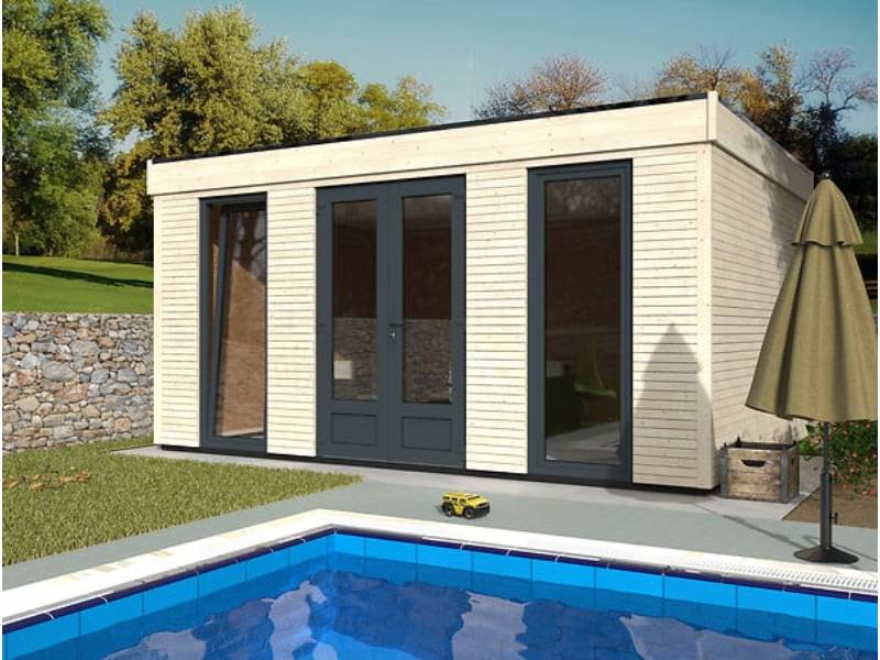 Decor et Jardin - Abri De Jardin Bois PVC Gris-Anthracite Toit Plat Semi-Habitable 16,7m² Ep.90mm – DECOR ET JARDIN - Image 3