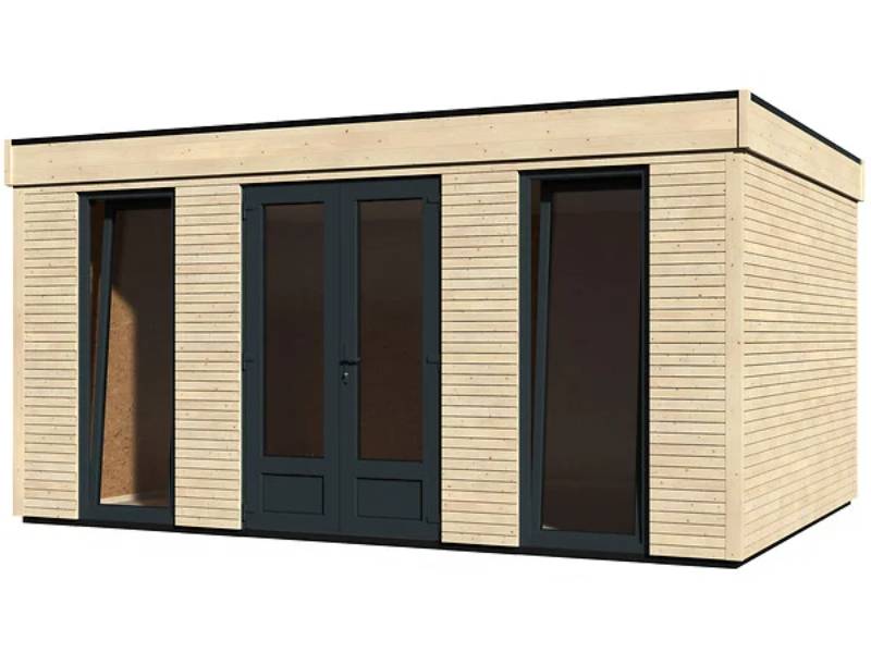 Decor et Jardin - Abri De Jardin Bois PVC Gris-Anthracite Toit Plat Semi-Habitable 16,7m² Ep.90mm – DECOR ET JARDIN - Image 1