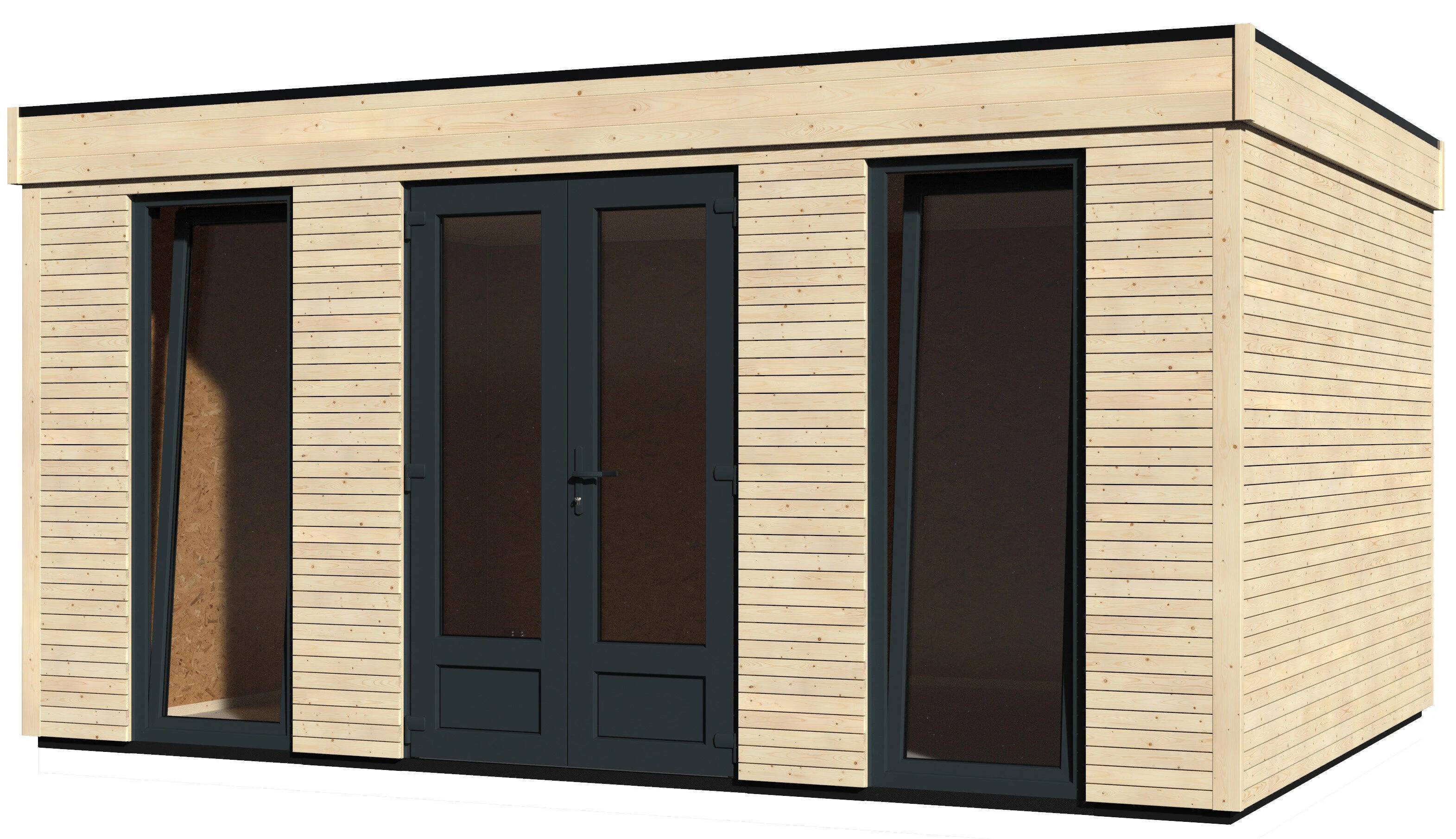Decor et Jardin - Abri De Jardin Bois PVC Gris-Anthracite Toit Plat Semi-Habitable 16,7m² Ep.90mm – DECOR ET JARDIN - Image 10