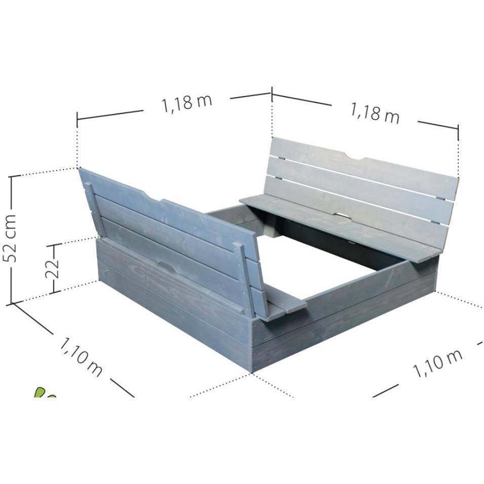 Soulet - Bac à sable bois lasuré gris avec bancs – SOULET - Image 2